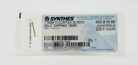 Synthes 400.818.96 1.5mm TI Cortex Screw Self-Tapping 18mm Synthes