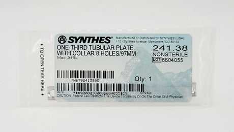 Synthes 241.38 One-third Tubular Plate With Collar 8 Holes/97mm Synthes