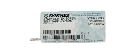 Synthes 214.866 4.5MM CORTEX SCREW SELF-TAPPING 66MM Synthes