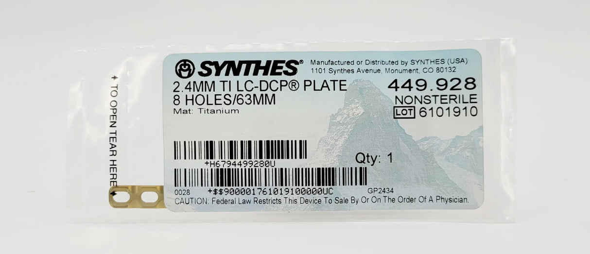 Synthes 449.928 2.4mm Titanium LC-DCP Plate Synthes