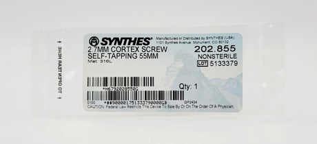 Synthes 202.855 2.7mm Cortex Screw Self-Tapping 55mm Synthes