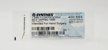 Synthes 400.693 1.3mm TI Cortex Screw Self-Tapping 13mm Synthes