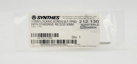 Synthes 212.130 3.5mm Locking Screw Self-Tapping w/ Stardrive Recess 90mm Synthes