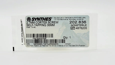 Synthes  202.836 2.7MM CORTEX SCREW SELF-TAPPING 36MM Synthes
