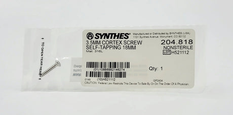 Synthes  204.818 3.5MM CORTEX SCREW SELF-TAPPING 18MM Synthes