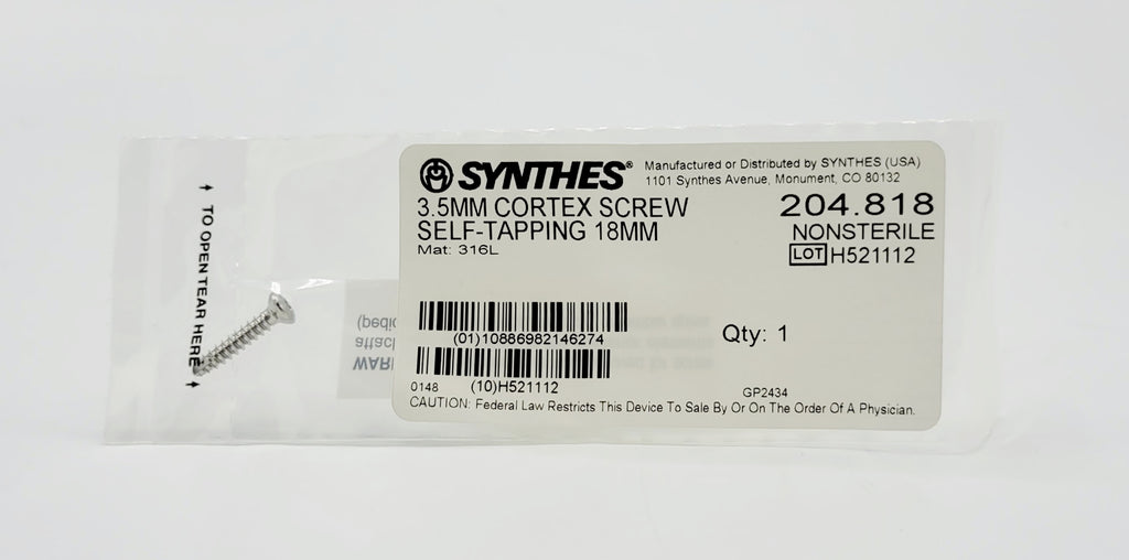 Synthes  204.818 3.5MM CORTEX SCREW SELF-TAPPING 18MM