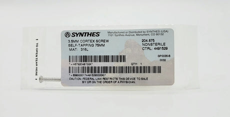 Synthes  204.875 3.5MM CORTEX SCREW SELF-TAPPING 75MM Synthes