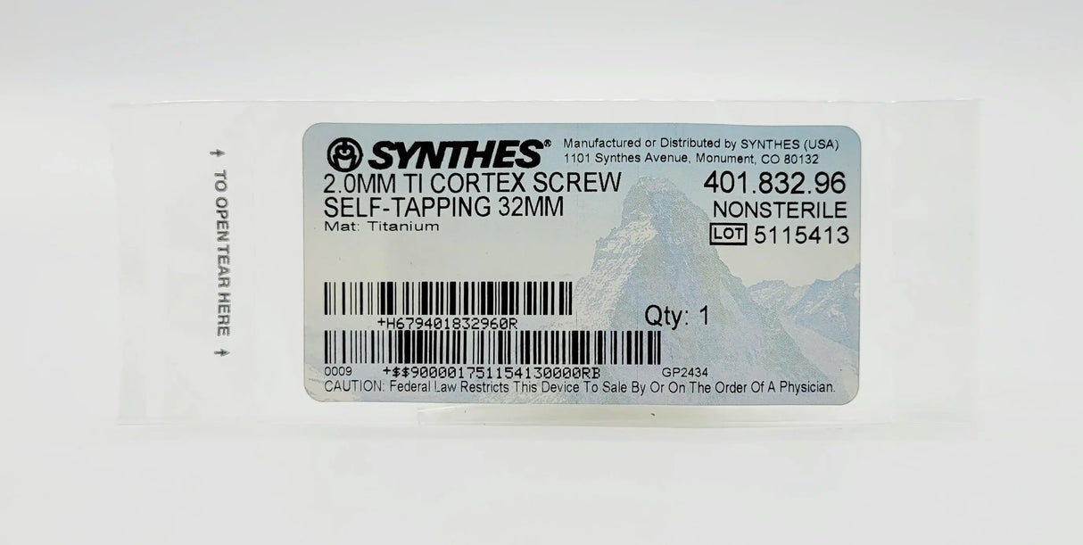 Synthes  401.832.96 2.0MM TI CORTEX SCREW SELF-TAPPING 32MM Synthes