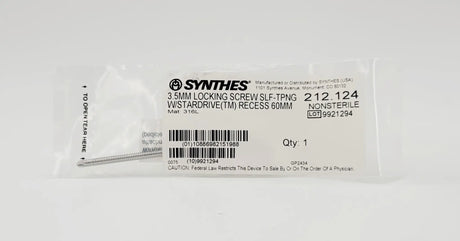 Synthes 212.124 3.5mm Locking Screw Self-Tapping w/ Stardrive (TM) Recess 60mm Synthes
