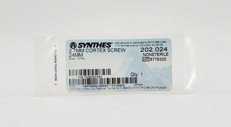Synthes 202.024 2.7mm Cortex Screw Self-Taping 24mm Synthes