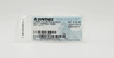 Synthes 401.516.96 2.4mm TI Cortex Screw Self-Taping 16mm Synthes