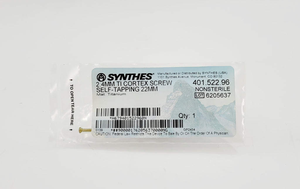 Synthes  401.522.96 2.4MM TI CORTEX SCREW SELF-TAPPING 22MM