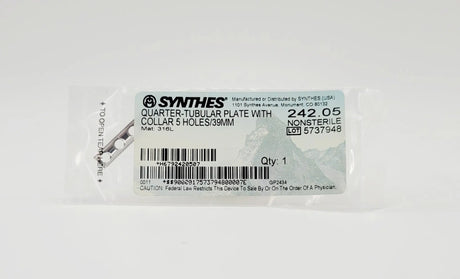 Synthes 242.05 Quarter Tubular Plate w/ Collar 5 Holes 39mm Synthes