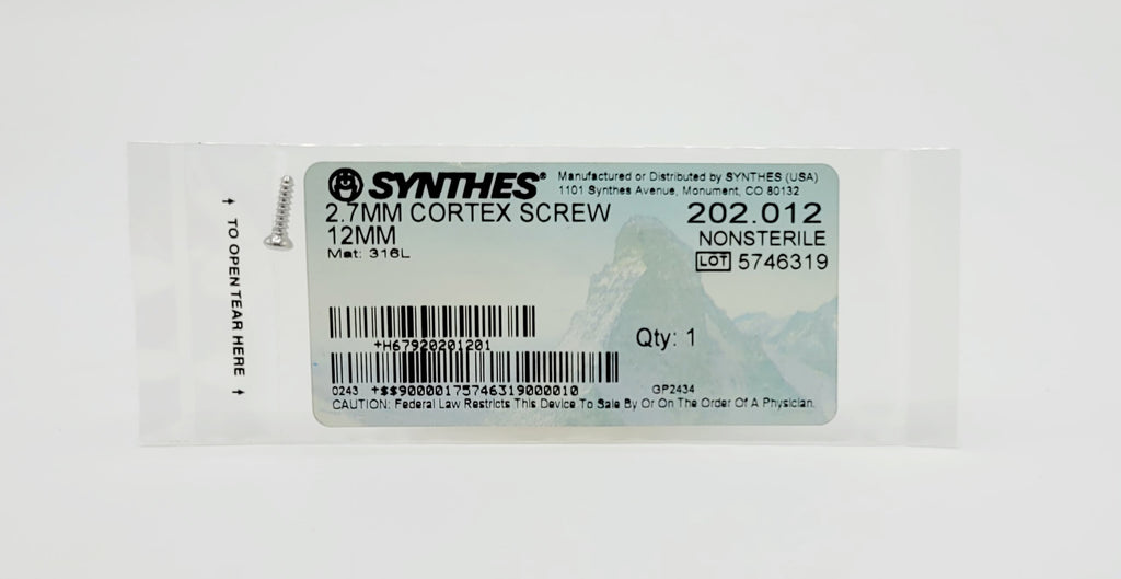 Synthes  202.012 2.7MM CORTEX SCREW 12MM