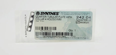 Synthes  242.04 QUARTER-TUBULAR PLATE WITH COLLAR 4 HOLES/31MM Synthes