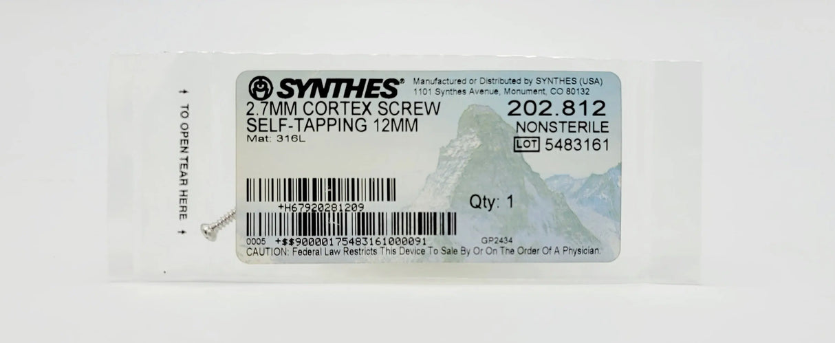 Synthes  202.812 2.7MM CORTEX SCREW SELF-TAPPING 12MM Synthes