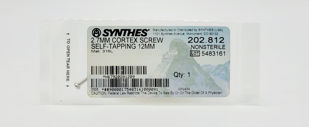 Synthes  202.812 2.7MM CORTEX SCREW SELF-TAPPING 12MM