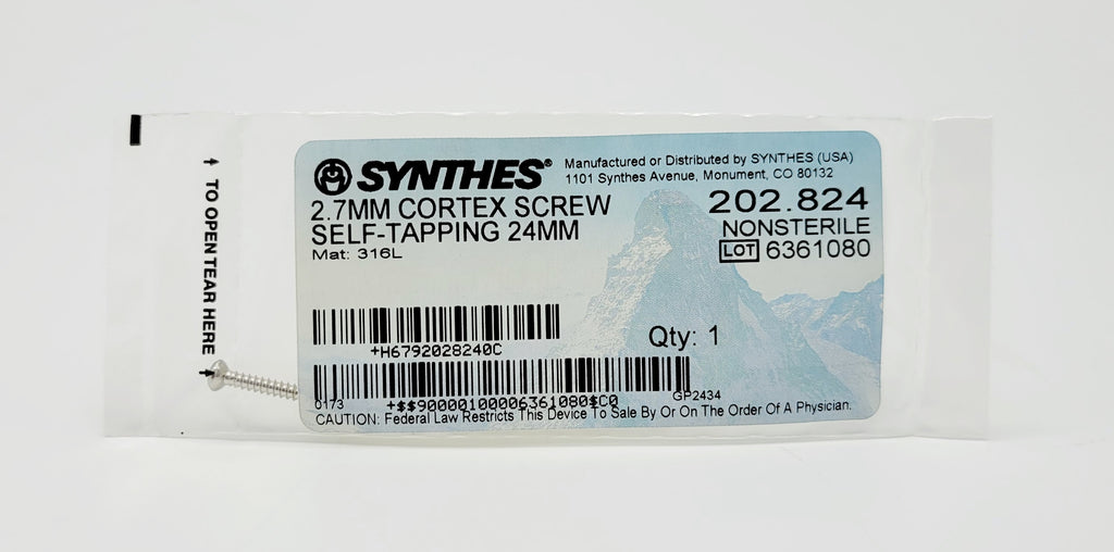 Synthes  202.824 2.7MM CORTEX SCREW SELF-TAPPING 24MM