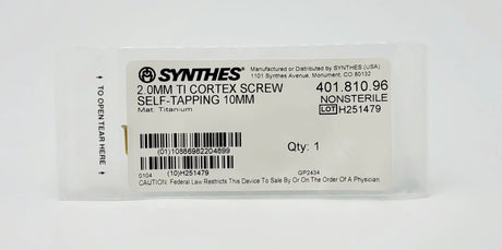 Synthes  401.810.96 2.0MM TI CORTEX SCREW SELF-TAPPING 10MM Synthes
