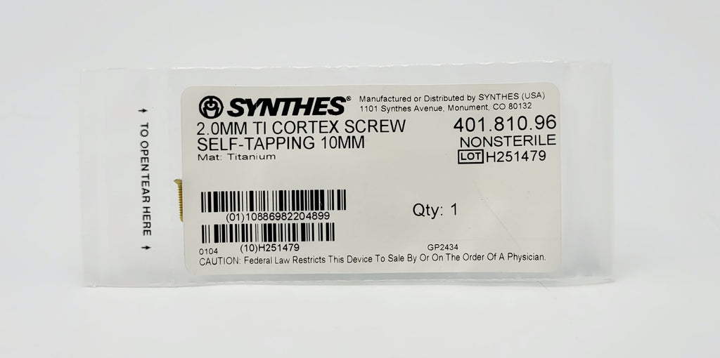 Synthes  401.810.96 2.0MM TI CORTEX SCREW SELF-TAPPING 10MM