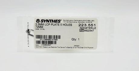 Synthes  223.551 3.5MM LCP PLATE 5 HOLES 72MM Synthes