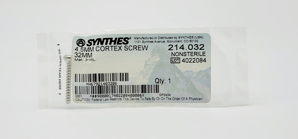 Synthes 214.032 4.5mm Cortex Screw 32mm