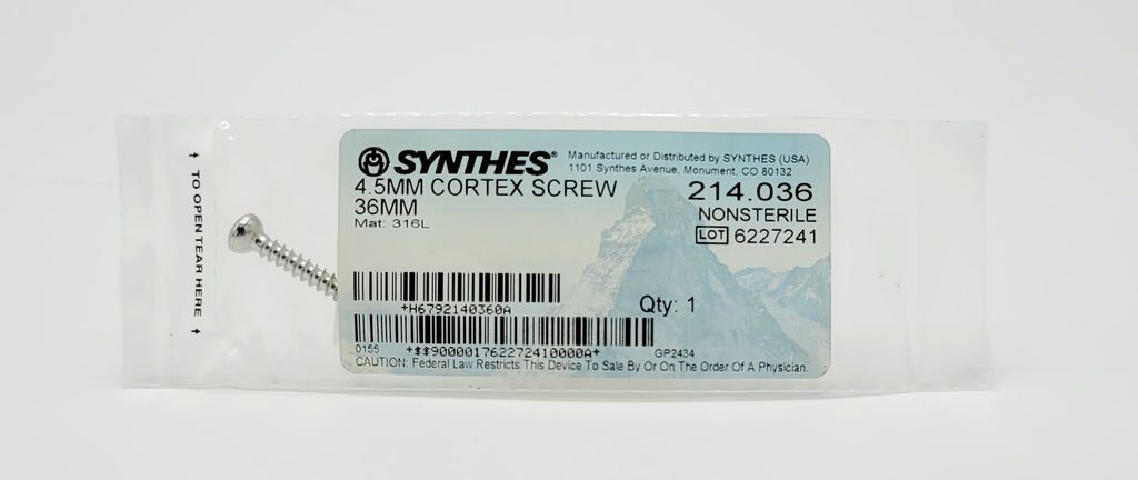 Synthes 214.036 4.5mm Cortex Screw 36mm