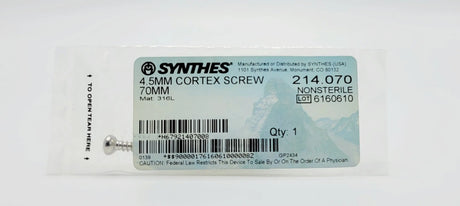 Synthes 214.070 4.5mm Cortex Screw 70mm Synthes
