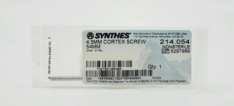 Synthes 214.054 4.5 dia. x 54 mm Cortex Screw 54mm Synthes