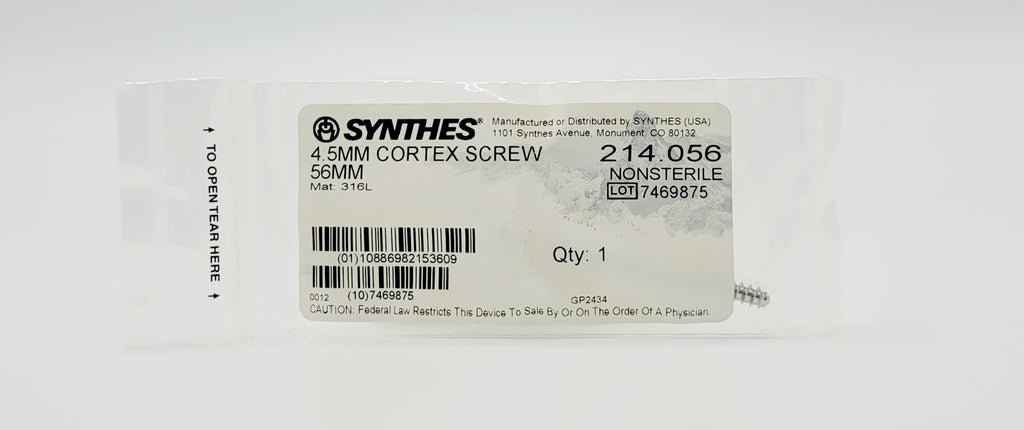 Synthes 214.056 4.5mm Cortex Screw 56mm