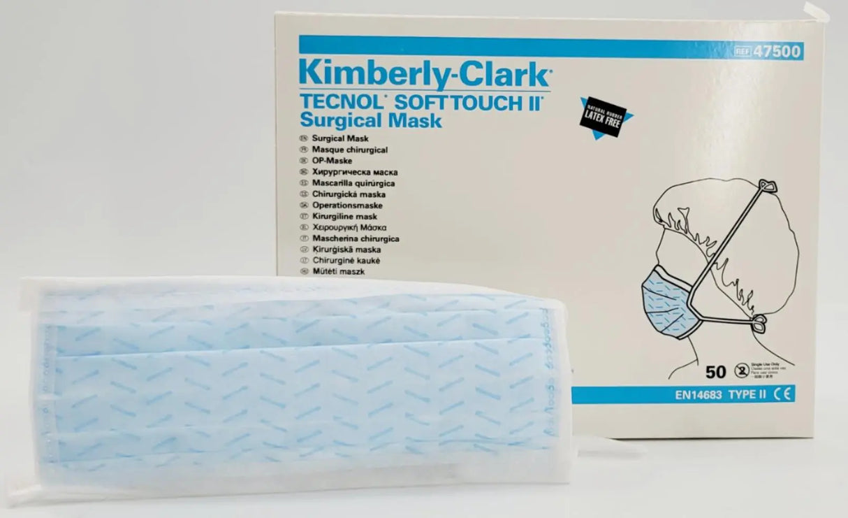 Kimberly Clark 47500-57 Tecnol Soft Touch ll Surgical Mask Blue 300 Case Primis Medical