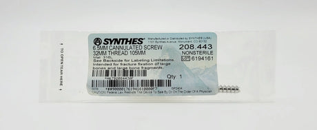 Synthes 208.443 6.5mm Cannulated Screw 32mm Thread 105mm Synthes
