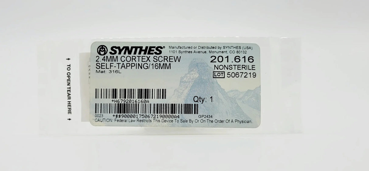 Synthes 201.616 2.4mm Cortex Screw Self-tapping/16mm Synthes