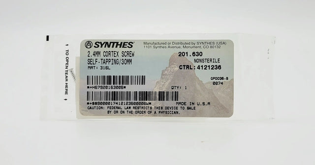 Synthes 201.630 2.4mm Cortex Screw Self-tapping/30mm Synthes