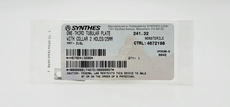 Synthes 241.32 One-third Tubular Plate With Collar 2 Holes/25mm Synthes