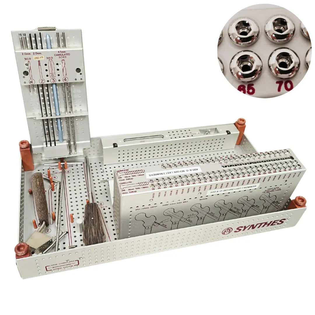 Synthes 7.0mm & 7.3mm Large Cannulated Screw System Instrument & Implants Set Synthes