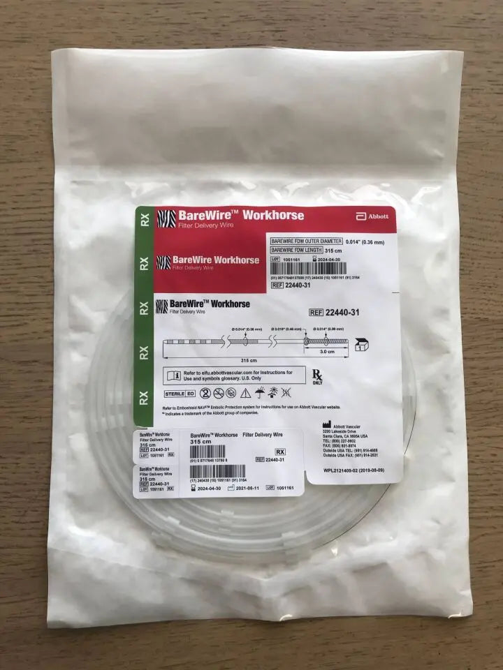 Abbott 22440-31 BareWire Workhorse Filter Delivery Wire .014" X 315cm Box Of 5 Abbott