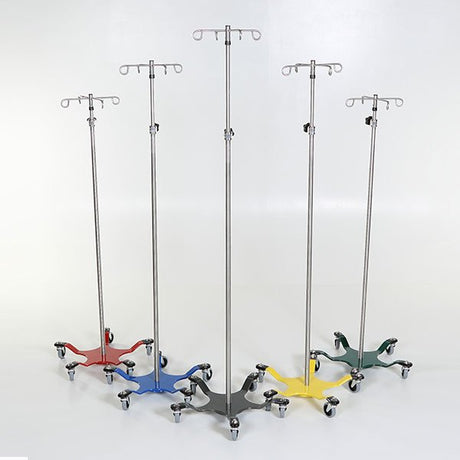 Midcentral Medical MCM-270/271 Stainless Steel IV Pole 5 leg spider base 3" casters Midcentral Medical