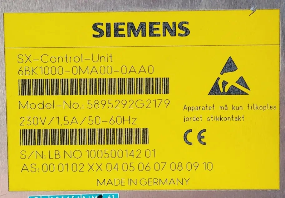 Siemens 5895292G2179 SX Control Unit Siemens
