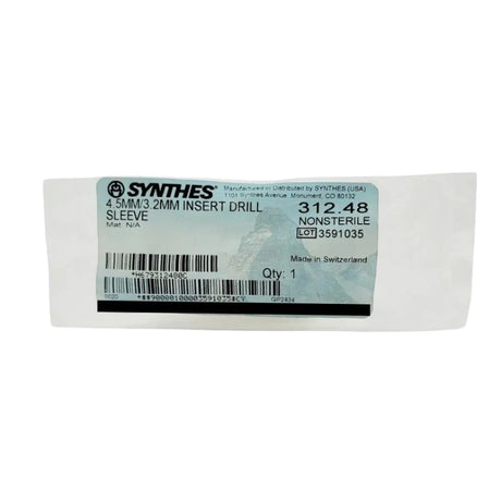 Synthes 312.48 Insert Drill Sleeve 4.5mm/3.2mm Orthopedic 3-1/8" Synthes
