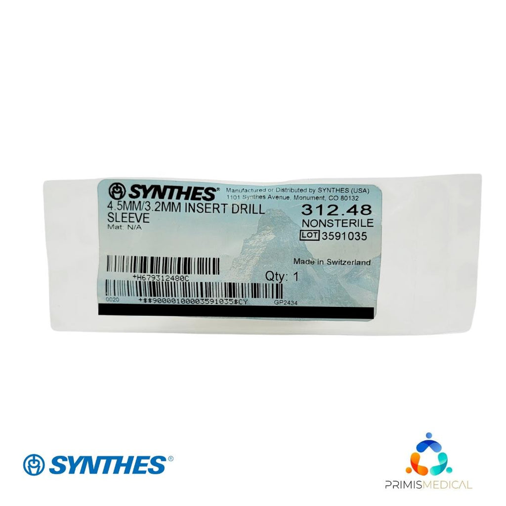 Synthes 312.48 Insert Drill Sleeve 4.5mm/3.2mm Orthopedic 3-1/8" New
