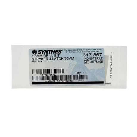 Synthes 317.867 Drill Bit 1.8mm Stryker J-Latch Orthopedic 3.5" New Synthes Stryker