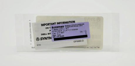 Synthes 317.867 Drill Bit 1.8mm Stryker J-Latch Orthopedic 3.5" New Synthes Stryker