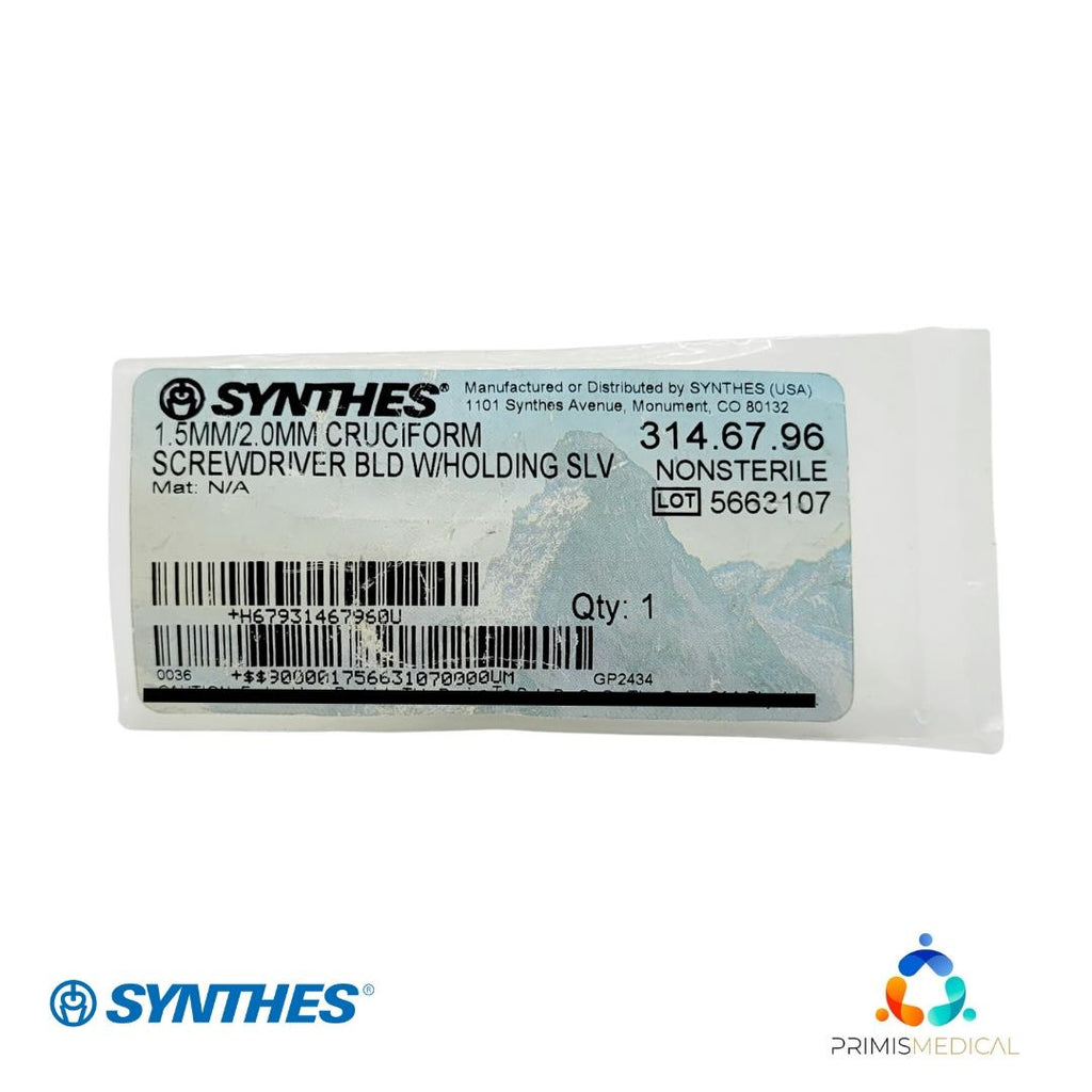 Synthes 314.67.96 Cruciform Driver Blade Orthopedic w/ Holding Sleeve New