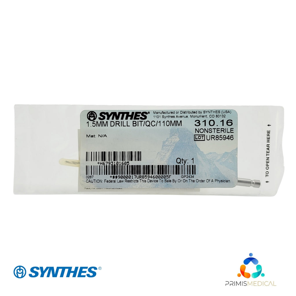 Synthes  310.16 Quick Connect Drill Bit 1.5mm Orthopedic 4.3" New