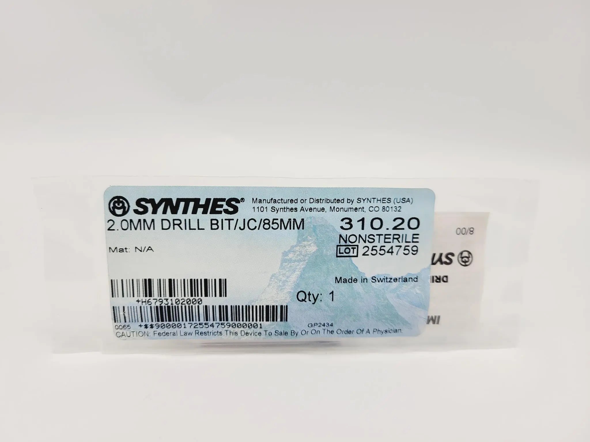 Synthes 310.20 2.0mm DRILL BIT/JC 3-1/4