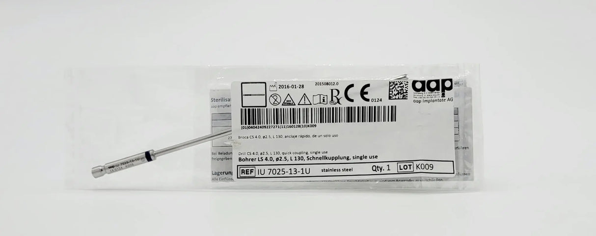 aap Implantate AG IU 7025-13-1U CS 4.0 2.5mm Twist Drill Quick Coupling 5" aap Implantante