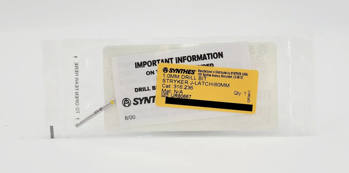 Synthes 316.236 Drill Bit w/ Stryker J-Latch 2-1/4" Synthes