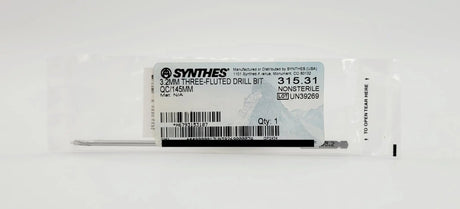 Synthes 315.31 Three Fluted Drill Bit 3.2mm Quick Connect 6" Synthes