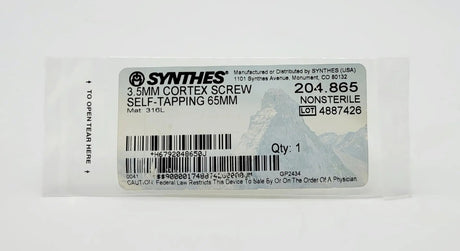 Synthes 204.865 3.5mm Cortex Screw Self-Tapping 65mm Synthes